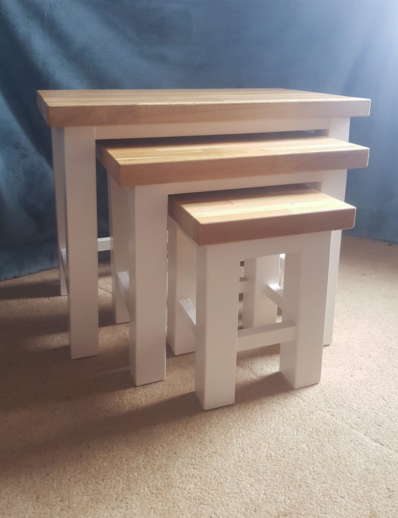 Oak and Cream painted Nest of Tables